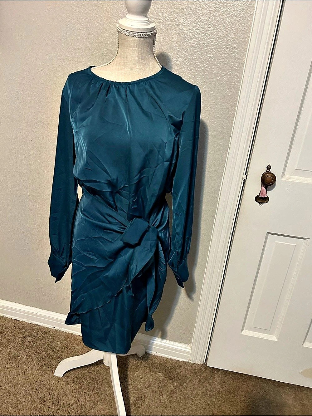 PrettyGarden Long Sleeve Mini Dress in Blue Size Large Like New